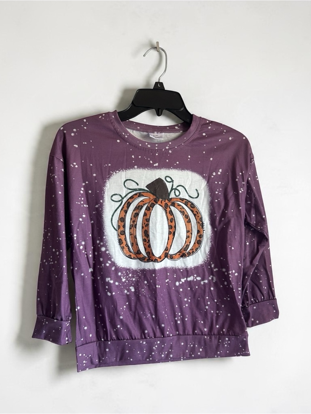 Unbranded Girls Size 9-10 Purple Pumpkin Print Long Sleeve Top - Picture 3 of 7